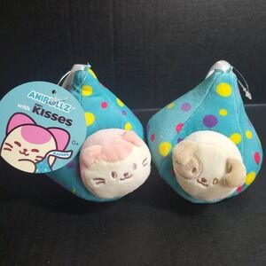 Anirollz Mini Plush 4.5 inch Kitty Cat & Puppy Dog Birthday Plush Kisses House